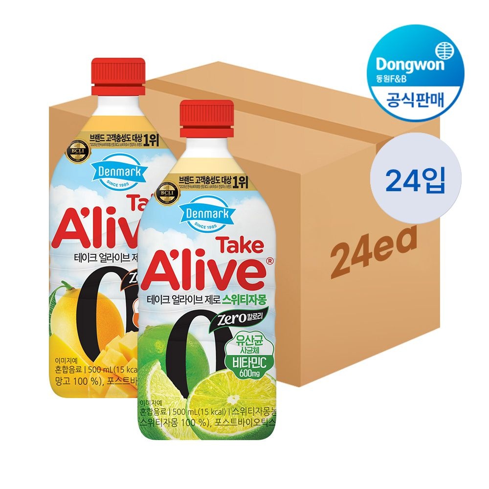 동원 덴마크 테이크얼라이브 제로 2종 500ml 24입