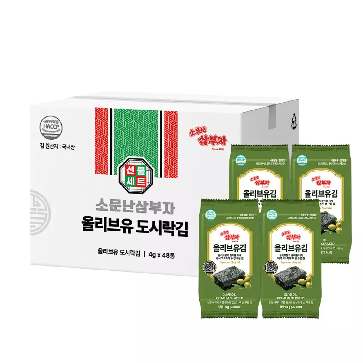 소문난삼부자 올리브유 도시락김 4g 48봉