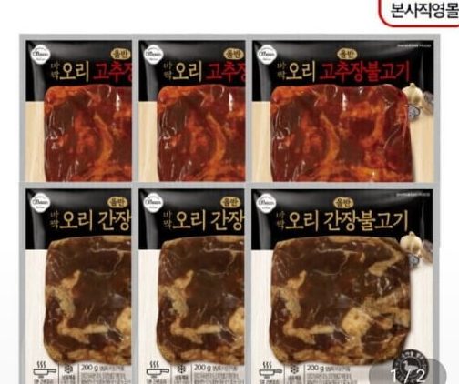 올반 바짝 오리불고기 고추장3팩 + 간장3팩