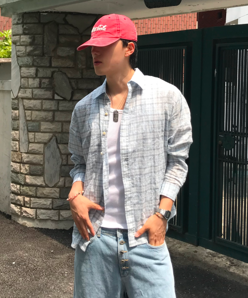 스파오 오버핏 체크셔츠