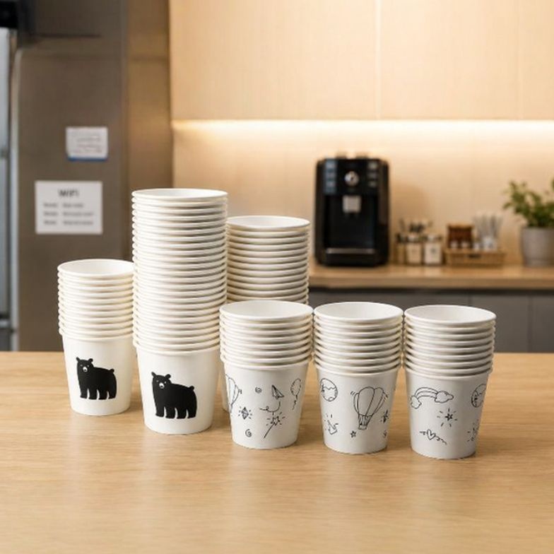 무형광 구름/계량눈금 곰 종이컵 184ml 1000개입